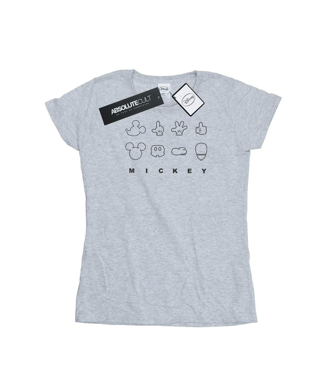 Disney T-shirt en coton déconstruit Mickey Mouse Femme/Ladies (Gris sportif) - UTBI32534-1