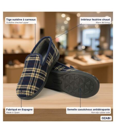 OZABI Pantoufles Charentaises Homme Fabriquées en Espagne Carreaux Écossais