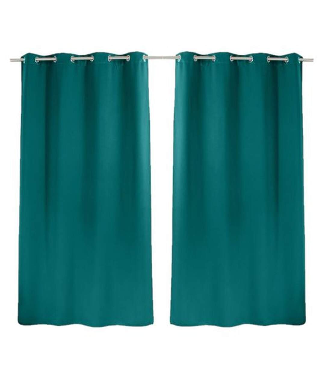 Lot de 2 Rideaux occultants Basic à 8 œillets - Longueur 240 cm x Largeur 140 cm - Vert émeraude-1