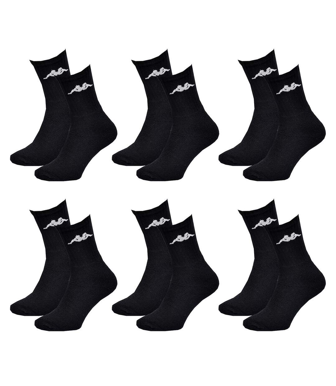 Chaussettes homme KAPPA Modèle Tennis -Assortiment modèles photos selon arrivages- Pack de 6 Paires Tennis Noires