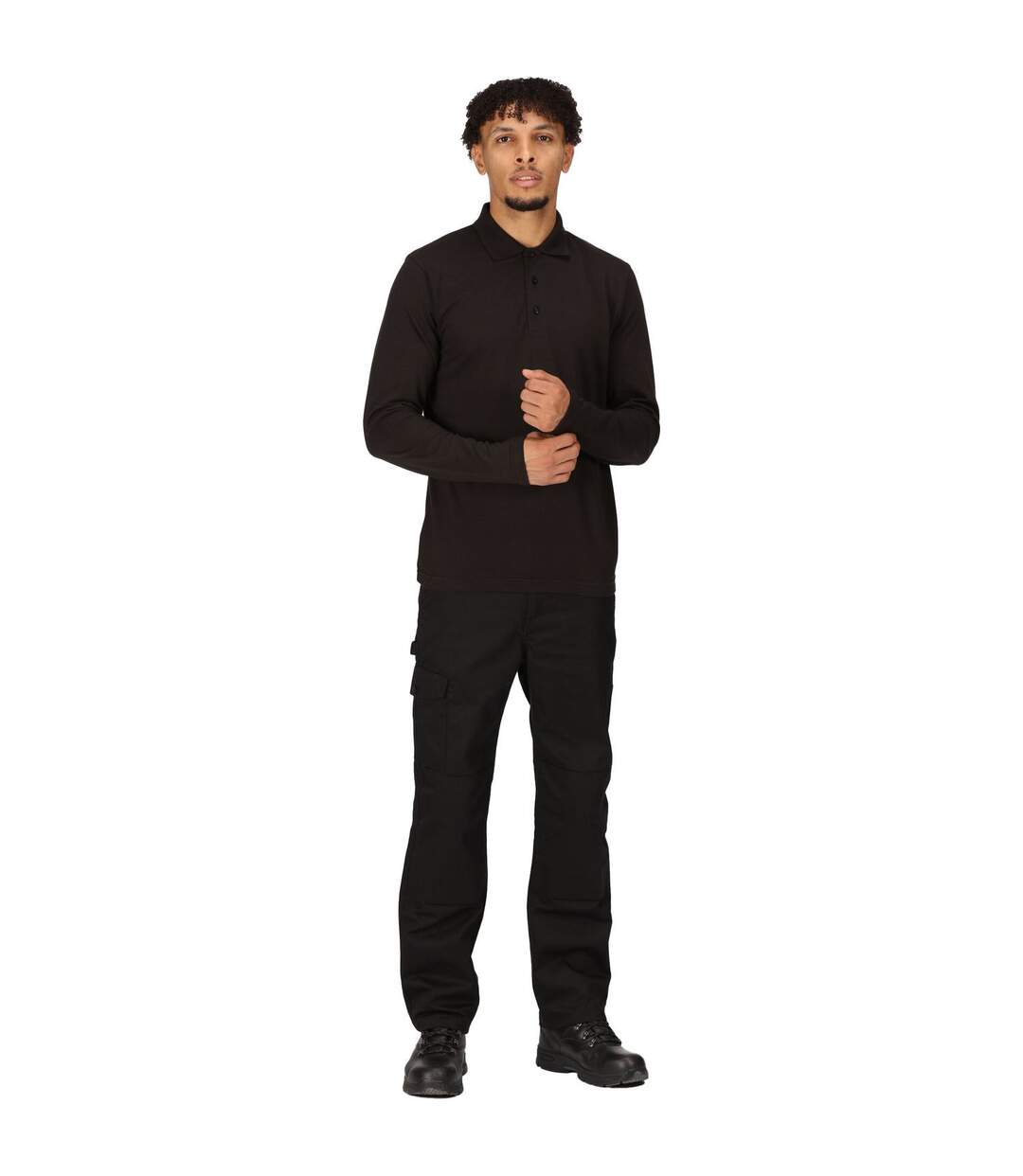 Mens Long-sleeved Polo Shirt Black Regatta Professional-2