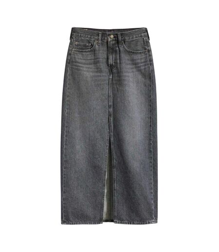 Womens/ladies Denim High Waist Maxi Skirt Black Levis