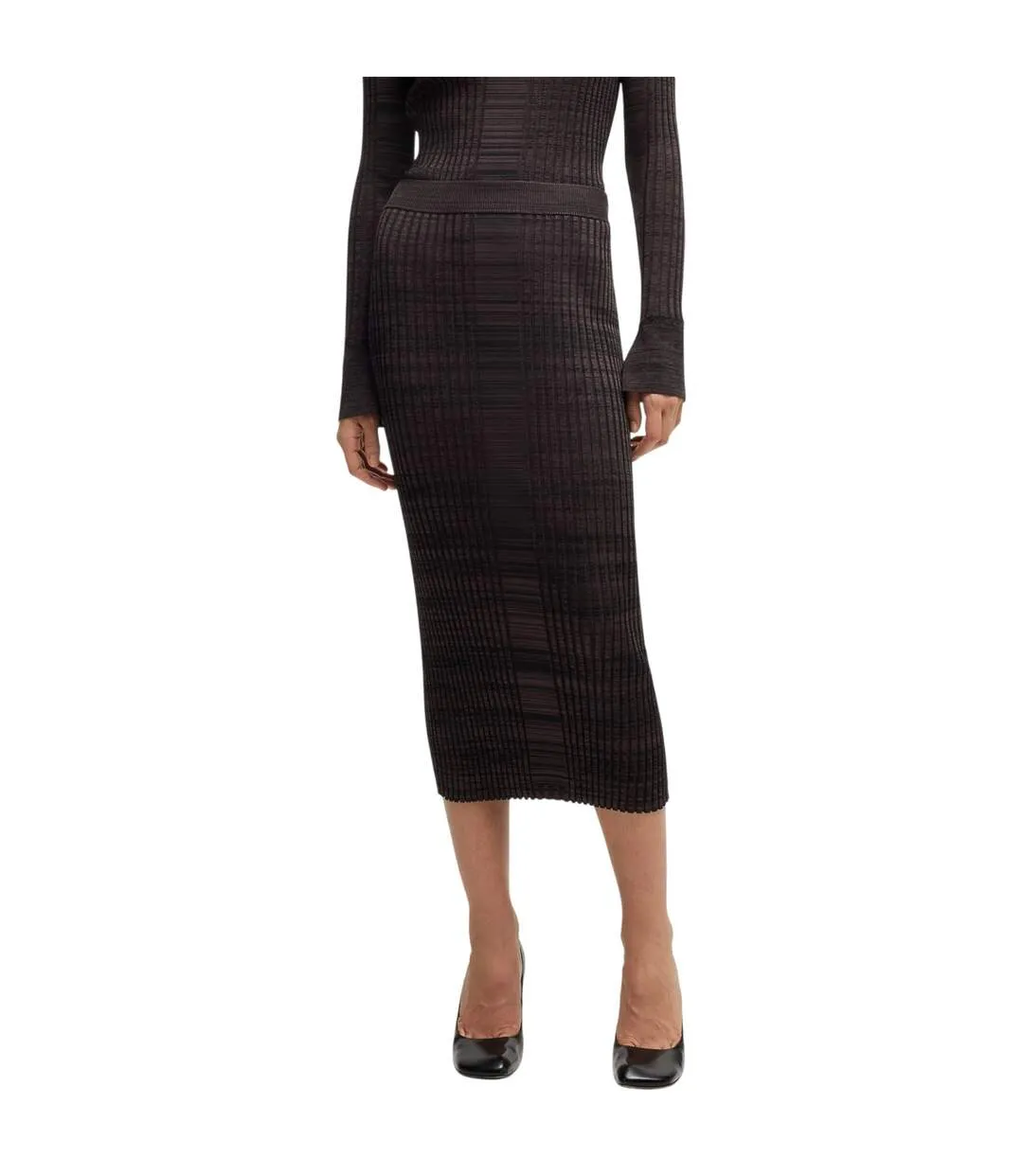 Womens/ladies Farmina Knitted Midi Skirt Dark Burgundy Boss-4