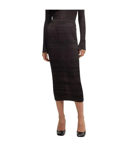 Womens/ladies Farmina Knitted Midi Skirt Dark Burgundy Boss