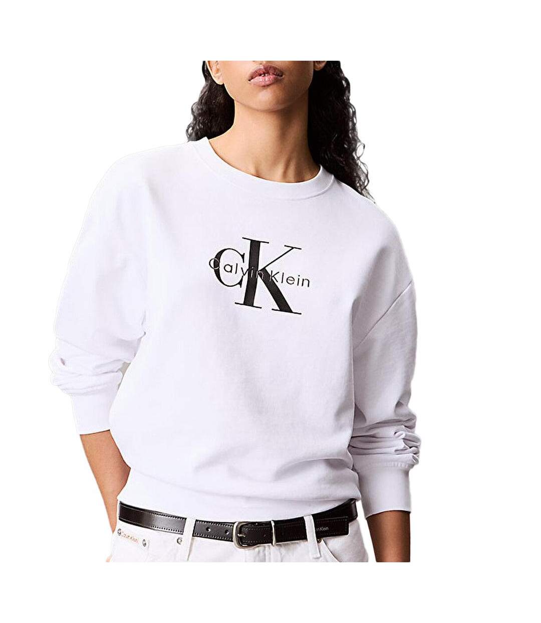 Sweat blanc femme calvin klein jeans lv047b234g-1