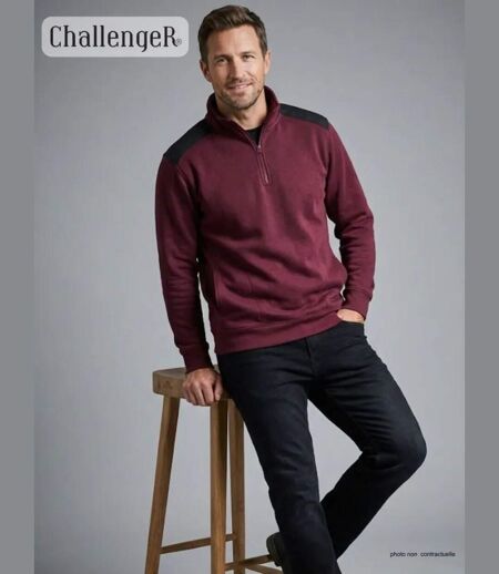 CHALLENGER PIERRO5 — Sweat molleton col camionneur bordeaux : chaleur et résistance