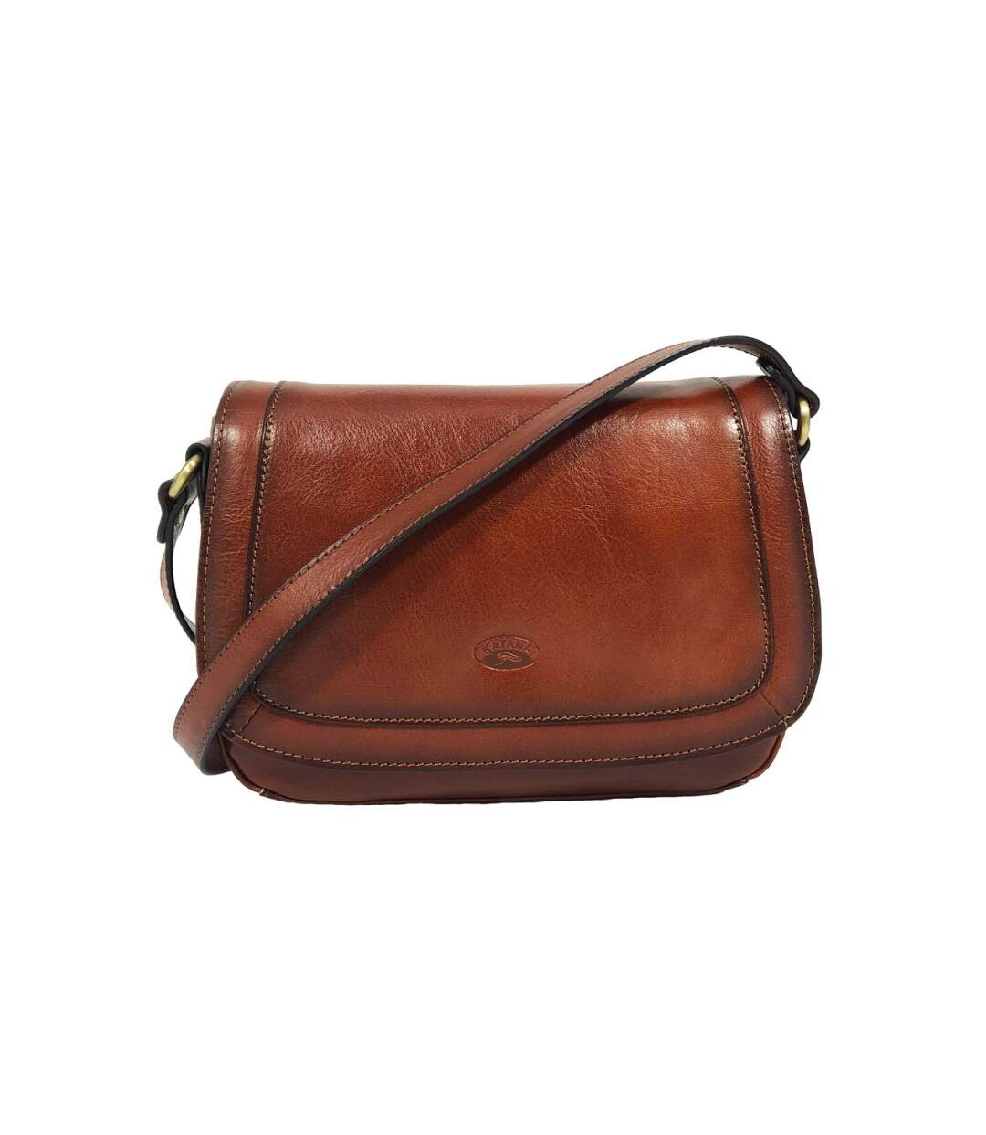 Katana - Sac bandoulière en cuir collet - marron - 8777-1