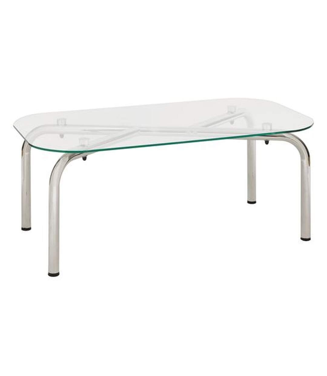 Table basse en verre et métal chromé HECATE-1