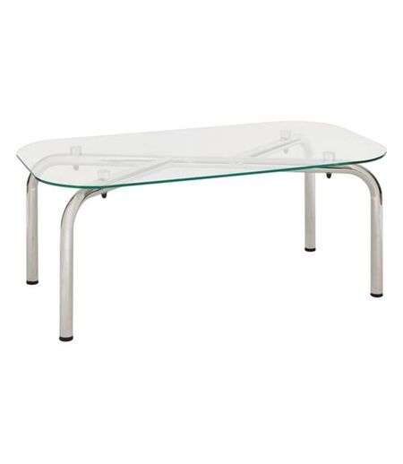 Table basse en verre et métal chromé HECATE