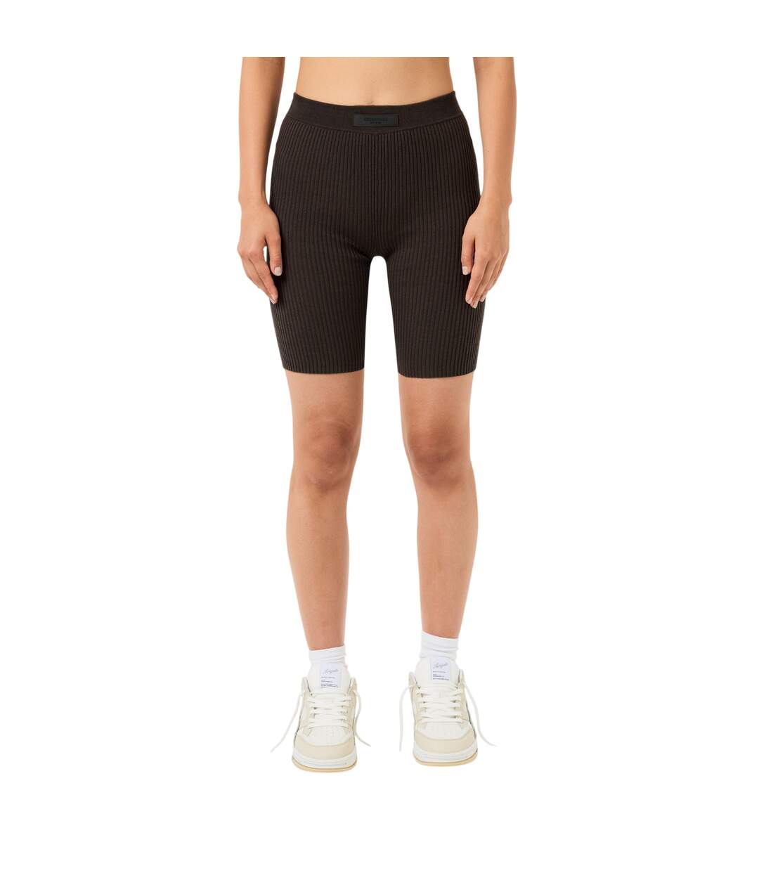 Womens/ladies Ribbed Cycling Shorts Off Black Fear Of God Essentials-4