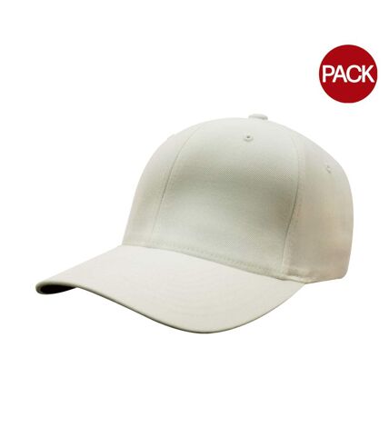 Pack of 2  Mens flexfit fitted baseball cap  white Yupoong