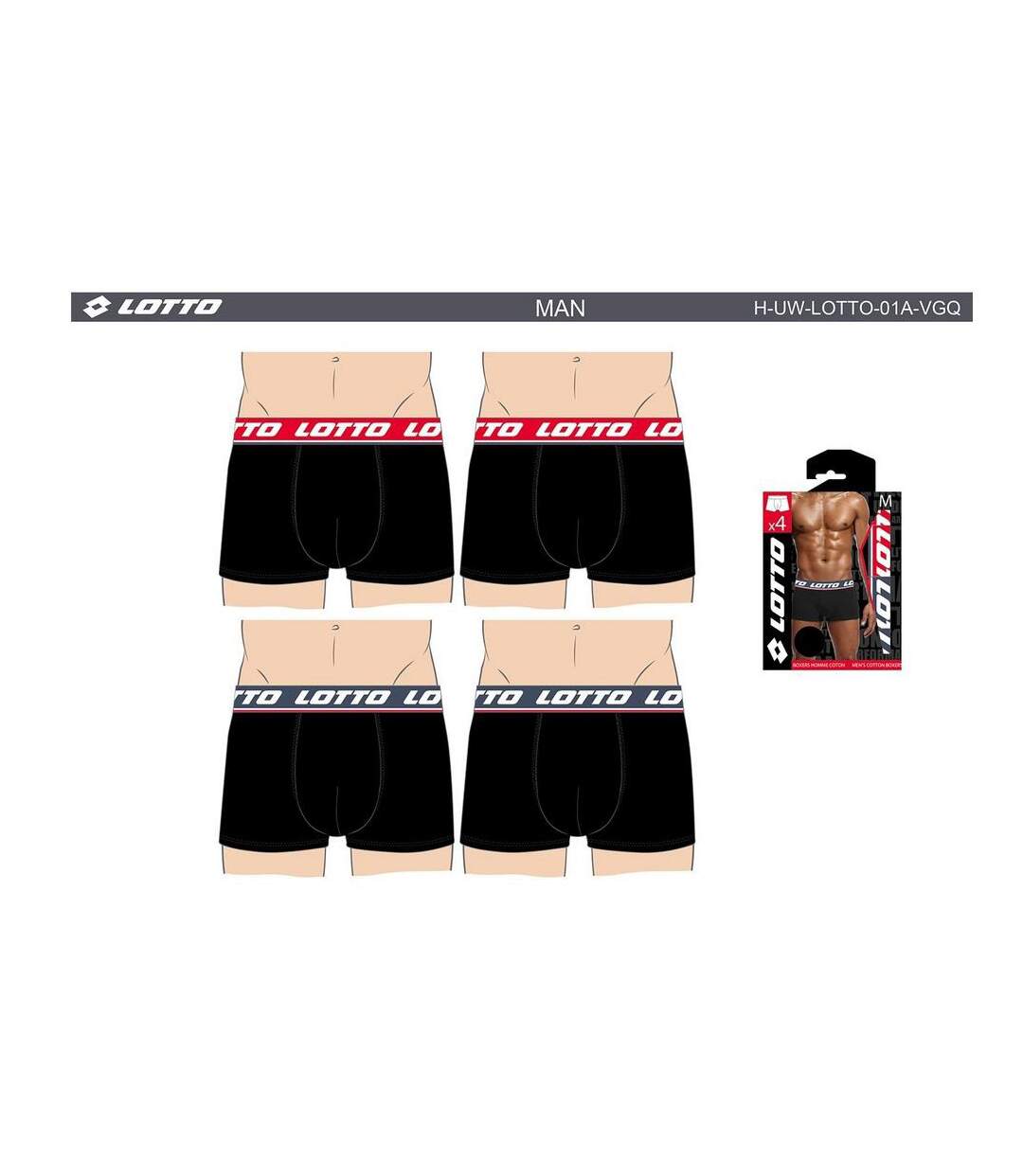 Boxer homme LOTTO Pack de 4 Boxers 0714-4