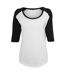 T-shirt Manches Raglan Motif/style Contrasté Femme Blanc Noir Build Your Brand-1