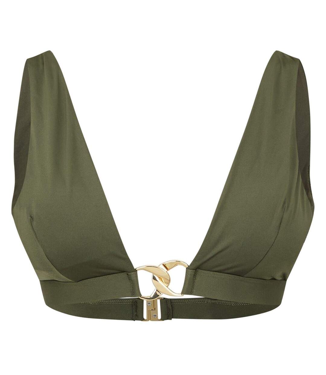 Womens/ladies Plunge Bikini Top Khaki Green Biba-2