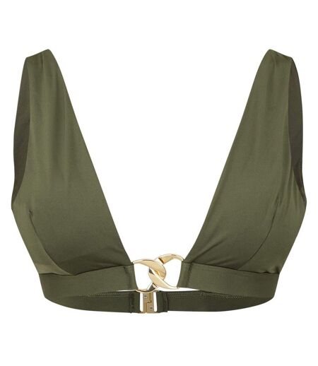 Womens/ladies Plunge Bikini Top Khaki Green Biba
