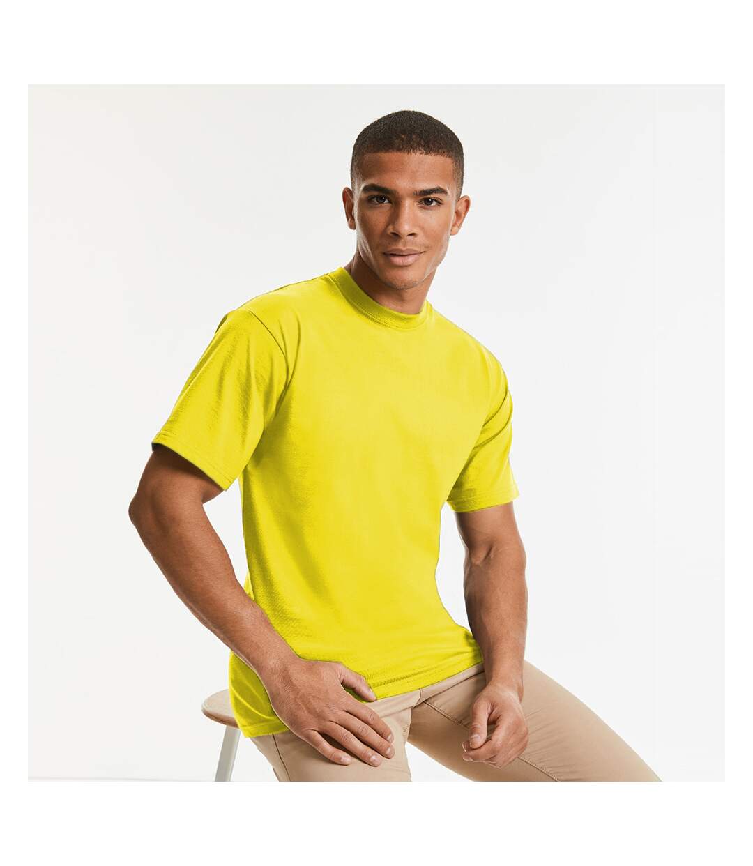 T-shirt à manches courtes homme jaune Russell