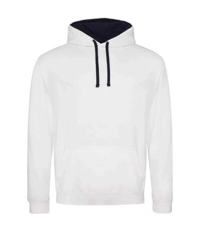 Sweat à capuche varsity femme blanc / bleu marine français Awdis