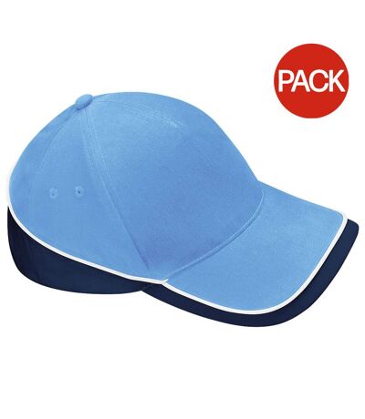 Beechfield Unisex Teamwear Competition Cap Baseball / Headwear (Pack of 2) (Sky/French Navy) - UTRW6722