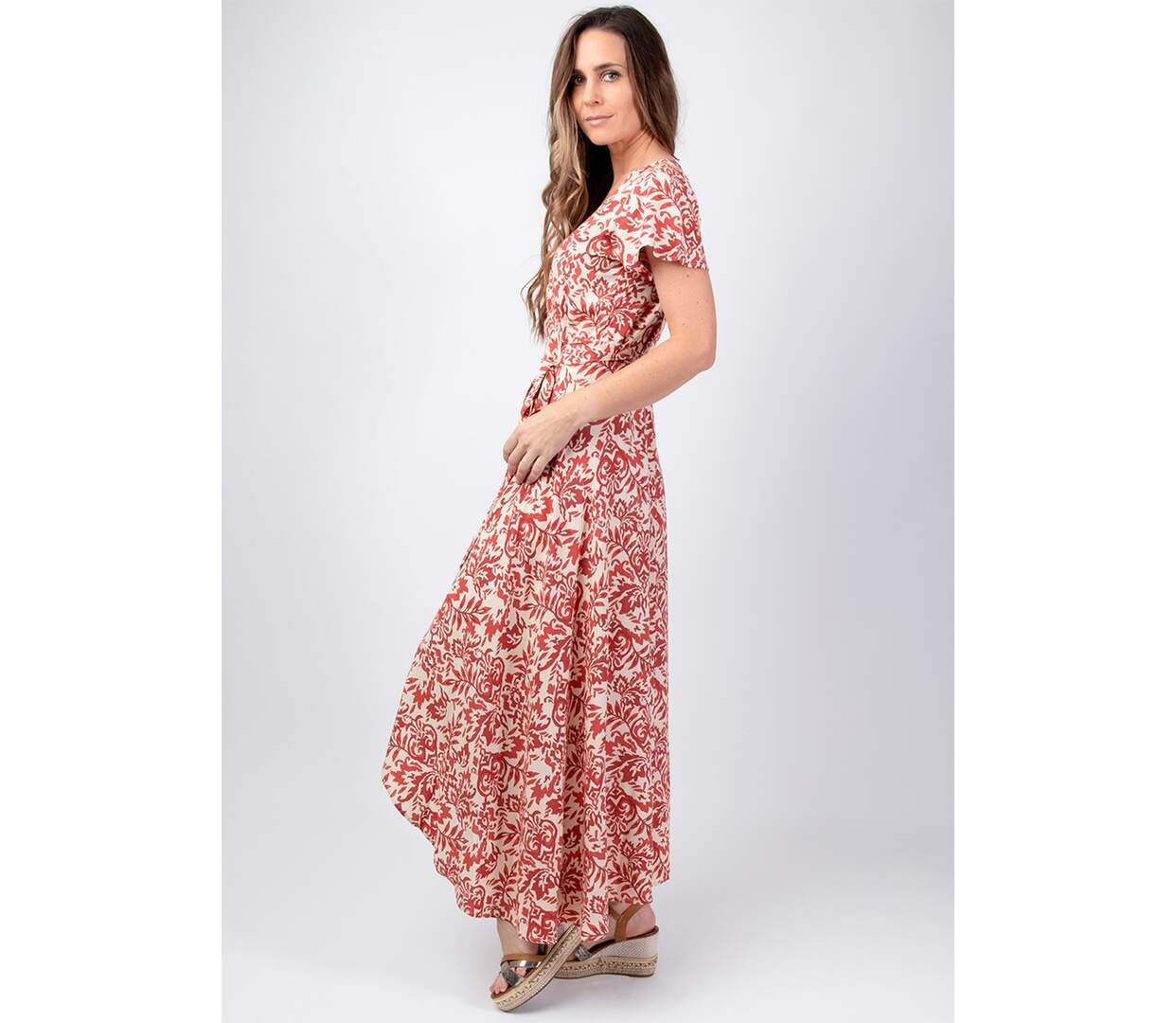 Robe longue élégante SAKURA motif ethnique chic Coton Du Monde-3