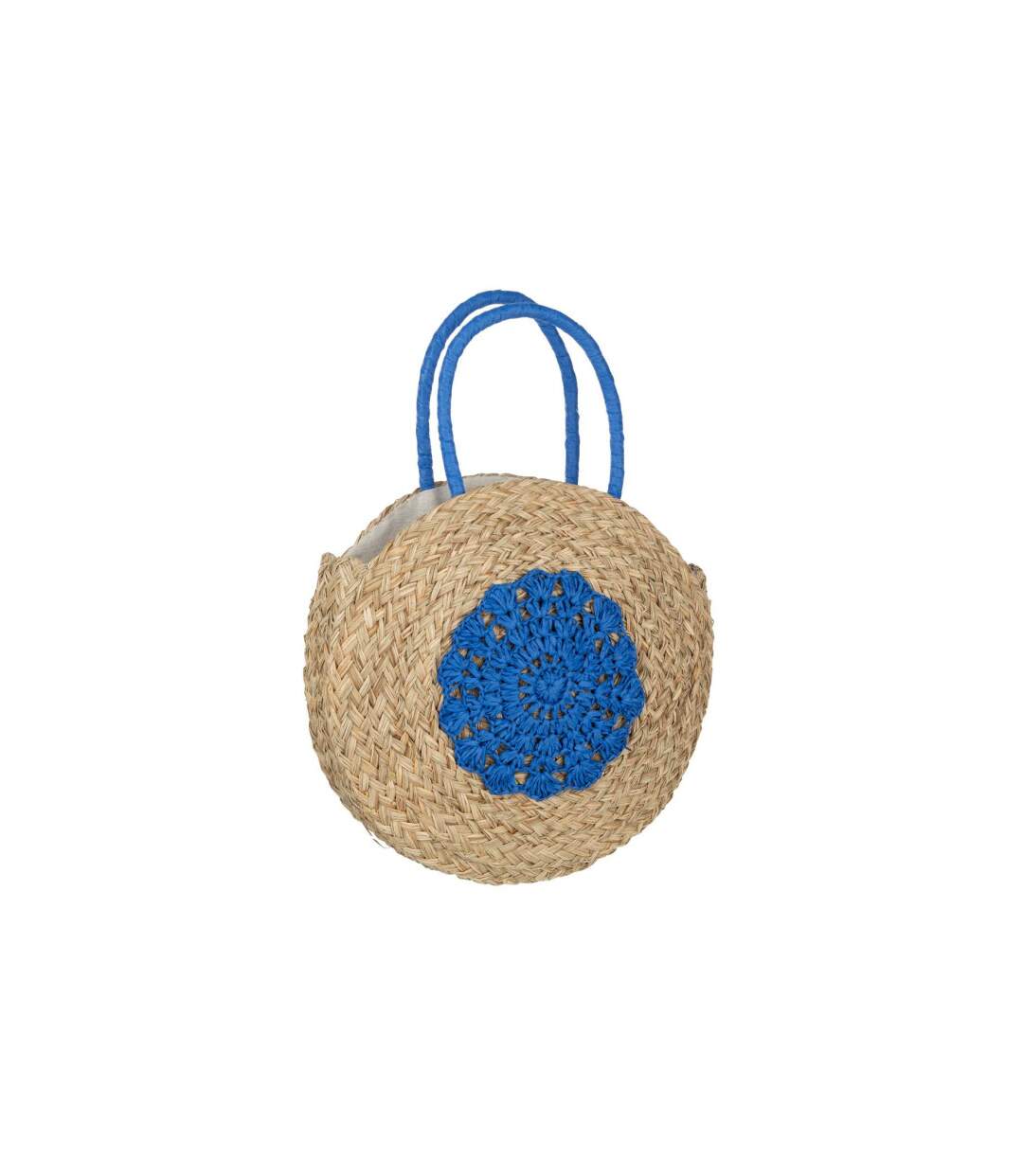 Sac de Plage Fleur 40cm Naturel & Bleu-1