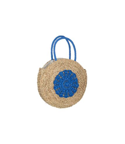 Sac de Plage Fleur 40cm Naturel & Bleu