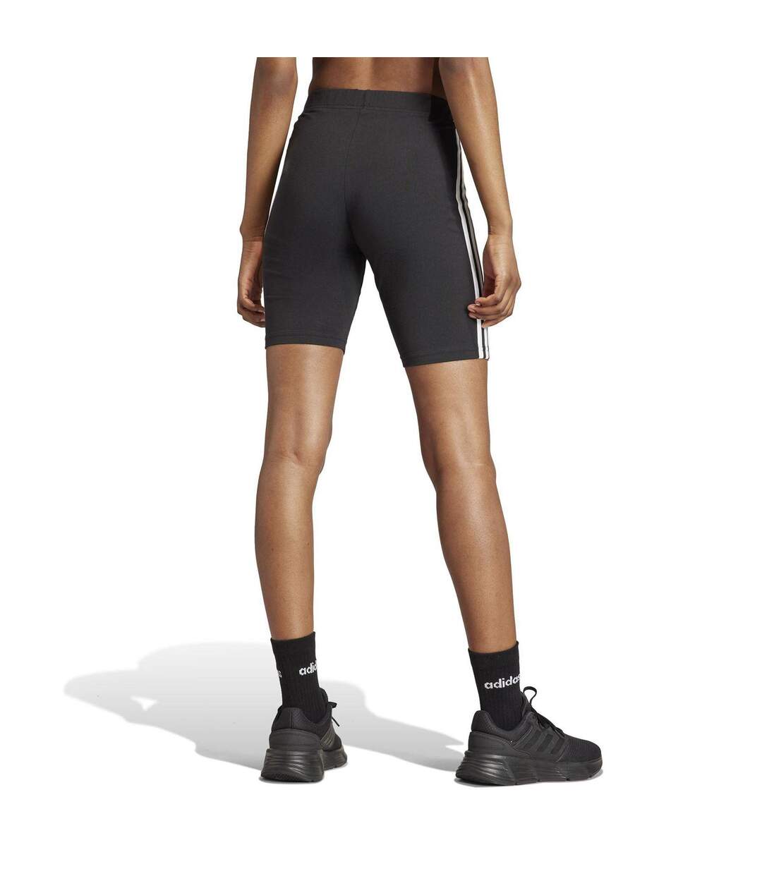 Womens/ladies 3 Stripes Biker Shorts Black White Adidas-3