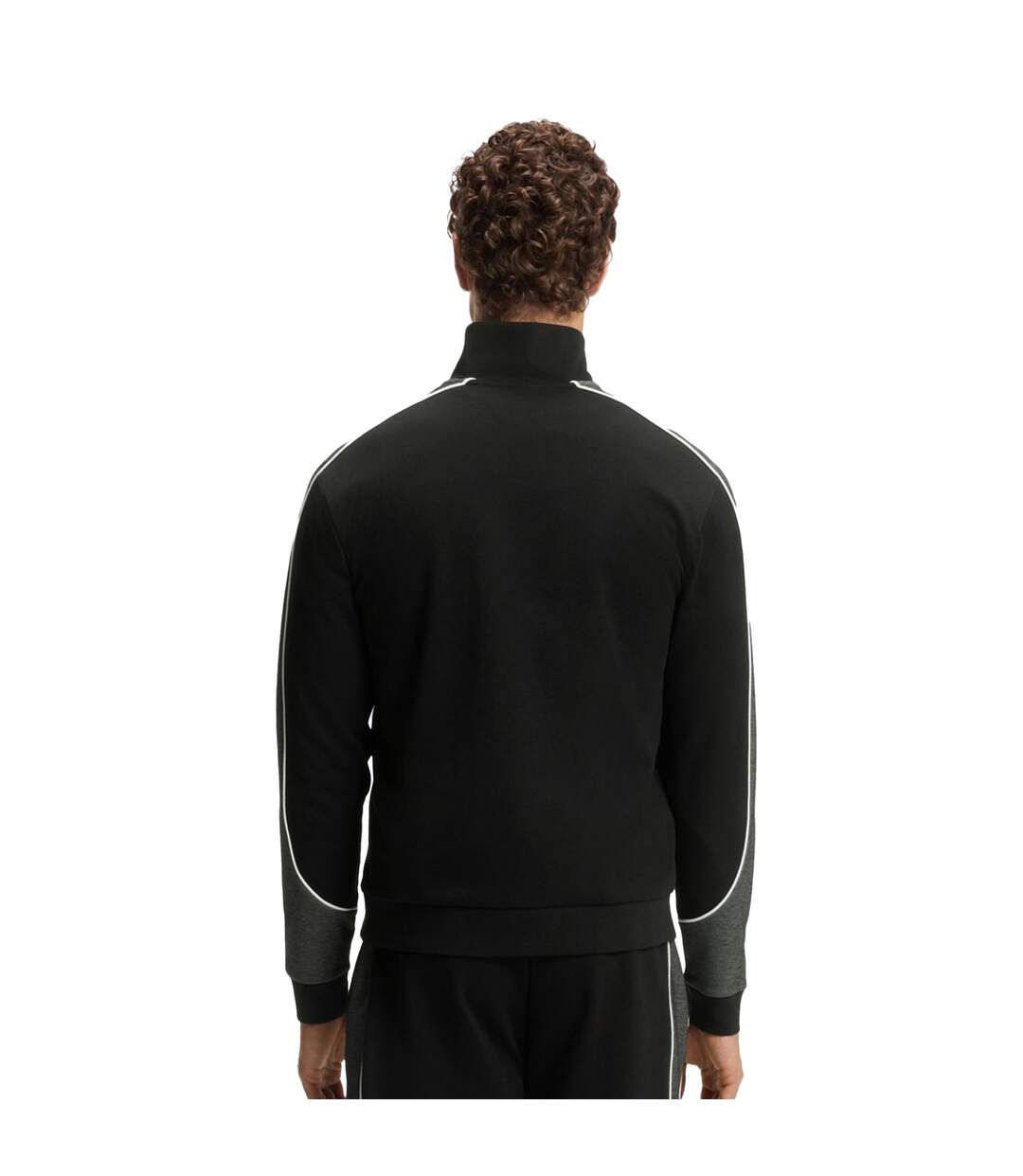 Mens Colour Block Contrast Piping Track Jacket Black Boss-3