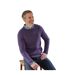Mens Cable Knit Cashmere Merino Crew Neck Jumper Purple WoolOvers-1