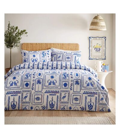 Frieze duvet cover set blue/white Furn