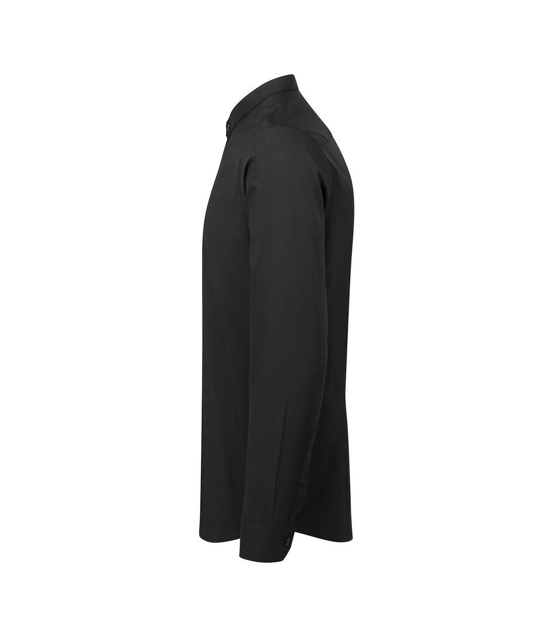 Mens banded collar long-sleeved formal shirt black Premier