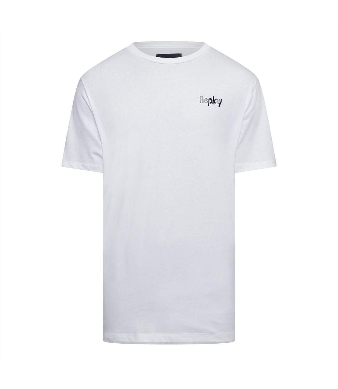 Mens Logo Cotton Regular T-shirt White Replay-1