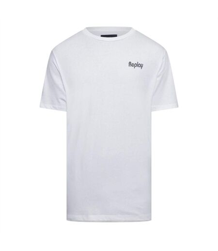 Mens Logo Cotton Regular T-shirt White Replay