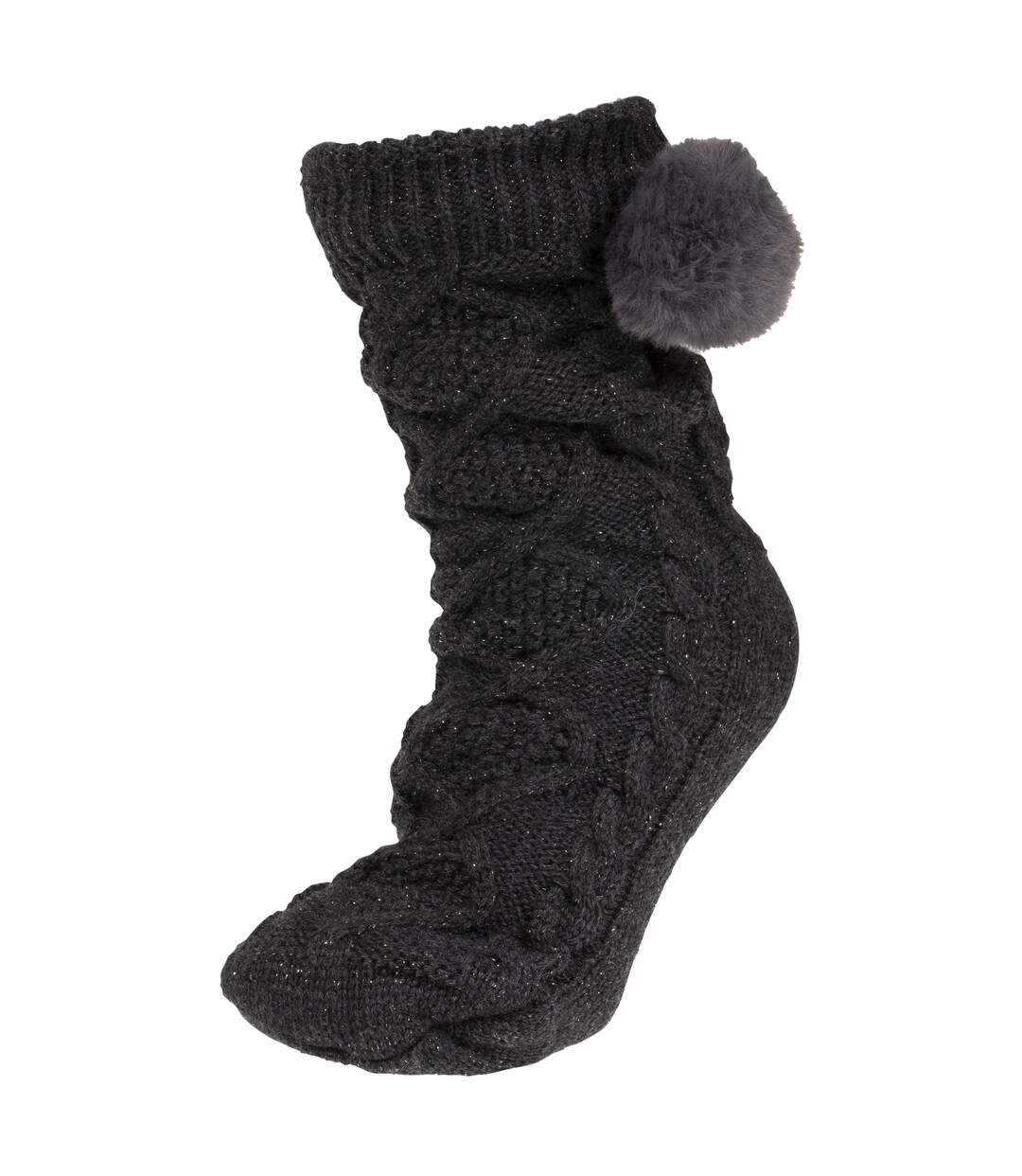 Isotoner Chaussettes d'intérieur femme maille lurex torsadée - picots antidérapants-1