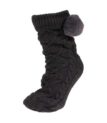 Isotoner Chaussettes d'intérieur femme maille lurex torsadée - picots antidérapants