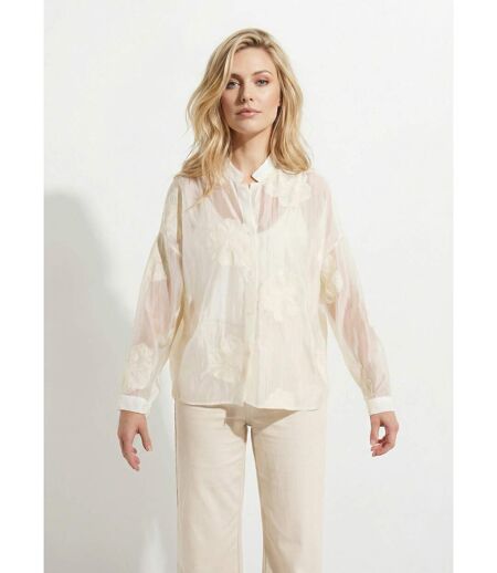 Chemisier en voile, broderies camelias