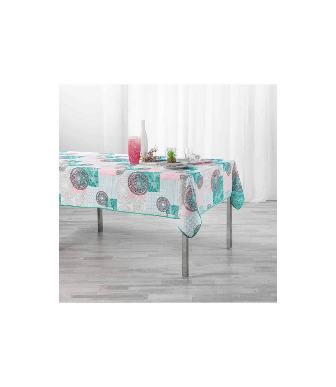 Nappe Antitache Peachy 150x240cm Bleu & Rose-3