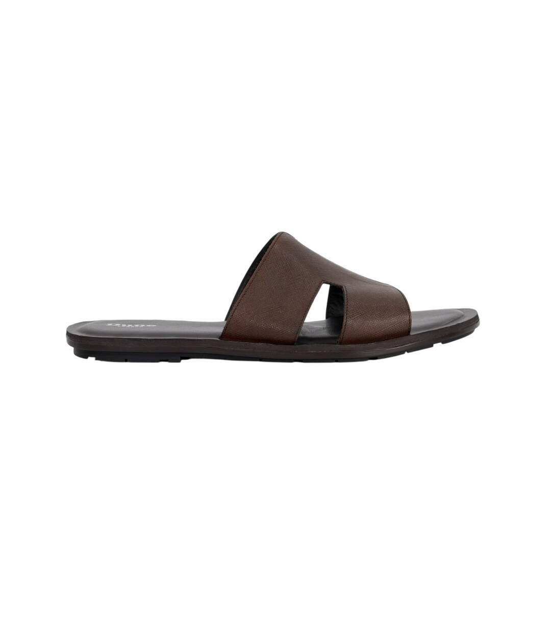 Mens Itos Leather Flat Slides Brown Dune London-3