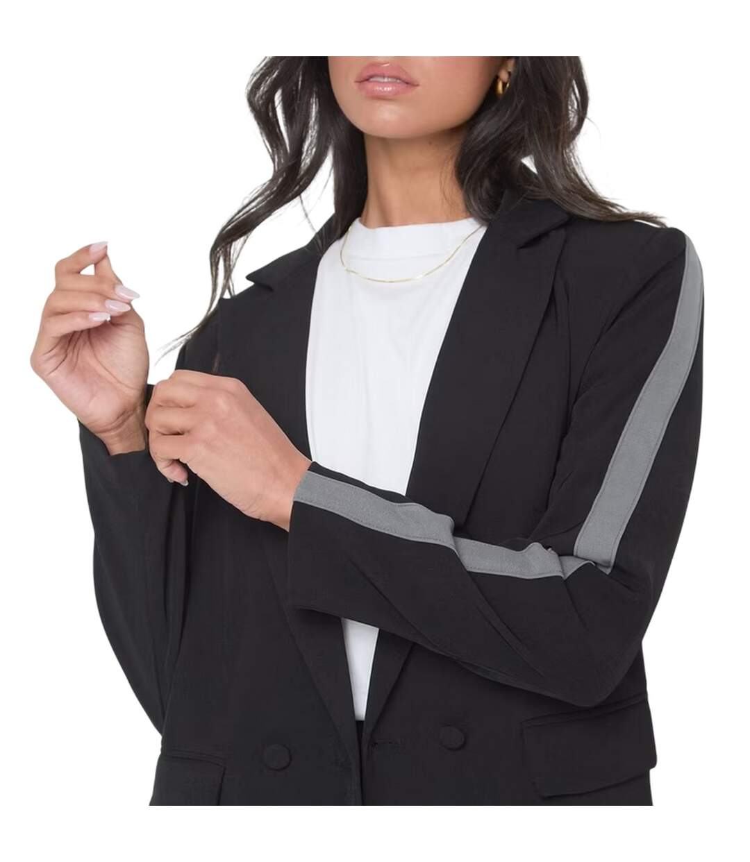 Blazer Motif/style À Rayures Femme Noir I Saw It First-4
