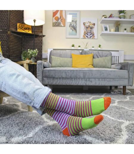 Mencap Mens Novelty Cotton Socks | Colourful Striped Slogan Fun Gift