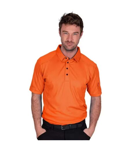 Mens topstitched golf polo shirt black Island Green