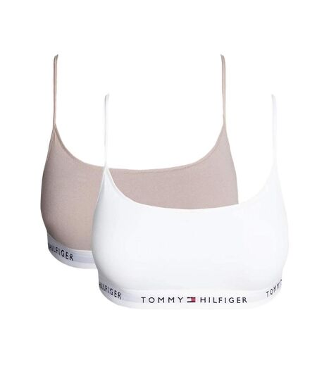 2X brassières blanche/rose femme tommy hilfiger 2 pack bralette - l