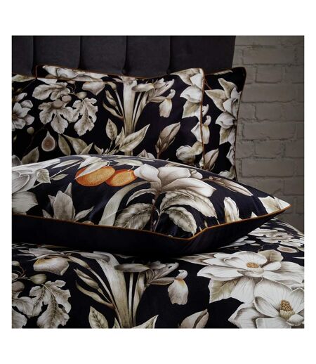 Lavish sateen floral duvet cover set black EW by Edinburgh Weavers