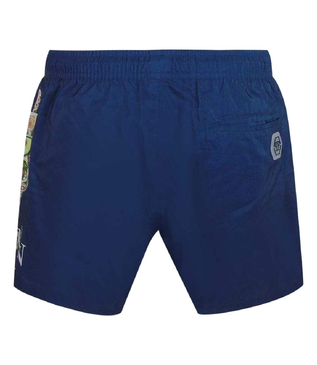 Short De Bain Motif/style Logo Homme Bleu Marine Foncé Blanc Philipp Plein-2