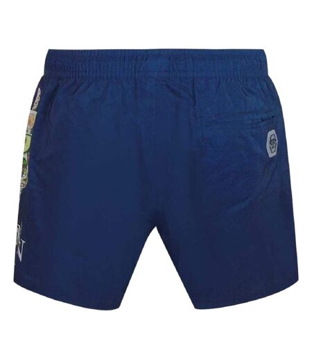 Short De Bain Motif/style Logo Homme Bleu Marine Foncé Blanc Philipp Plein
