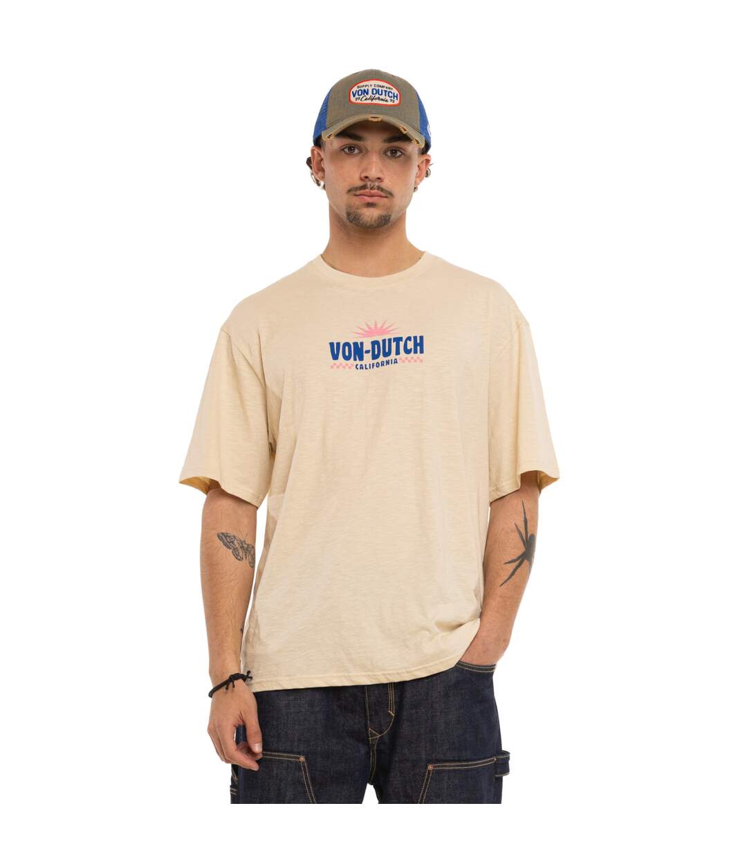 T-shirt homme col rond relax fit slub en jersey California Vondutch-1