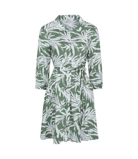Womens/ladies porto woven button through shirt dress khaki green Mountain Warehouse