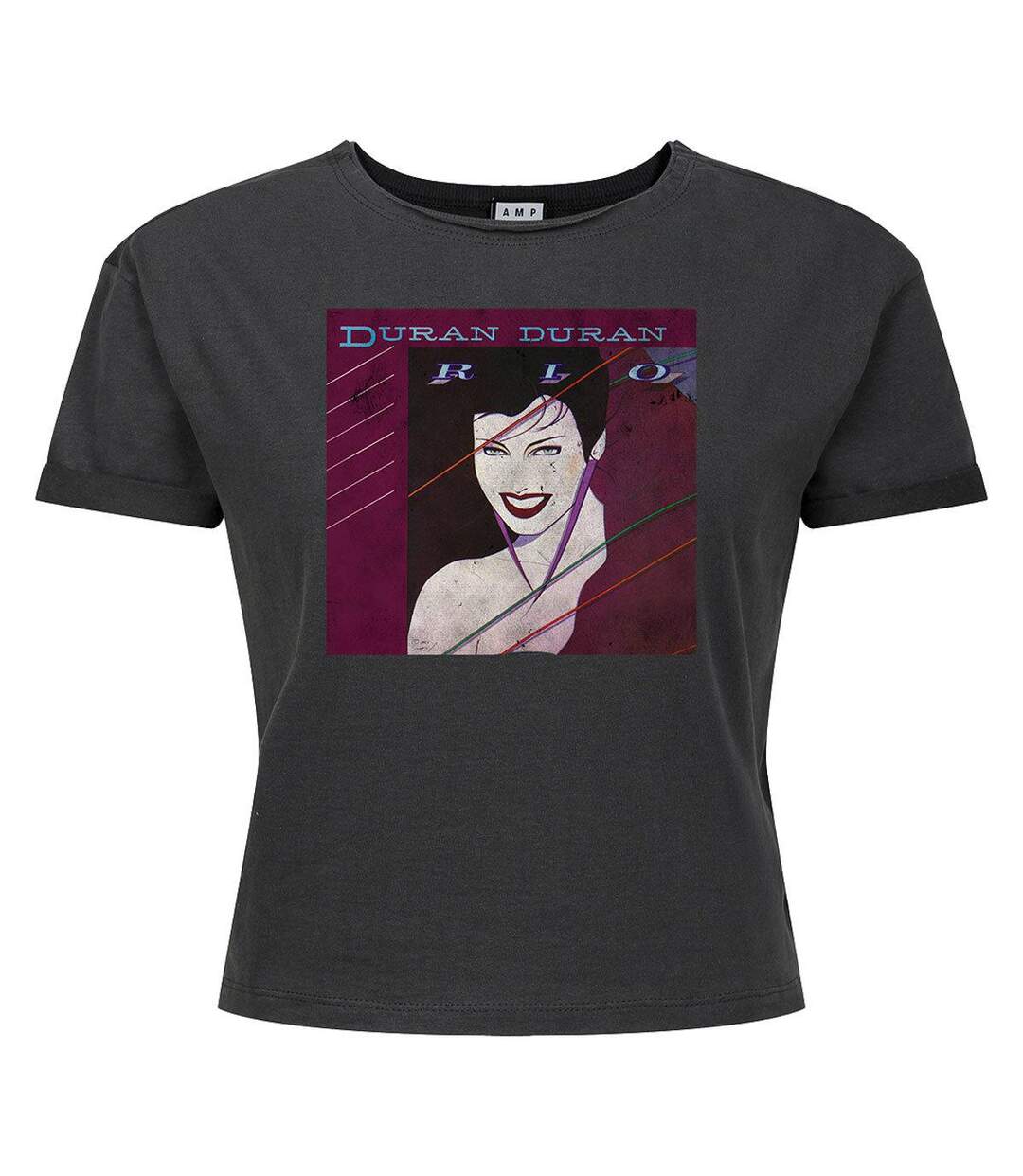 Womens/ladies Rio Duran Duran Crop Top Charcoal Amplified-1