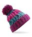 Bonnet à pompon adulte - B486 - rose fuchsia et multicolore