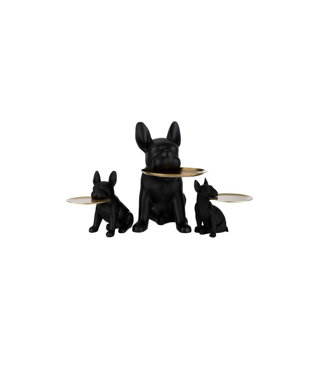 Statuette Déco Bulldog Plateau 32cm Noir-2