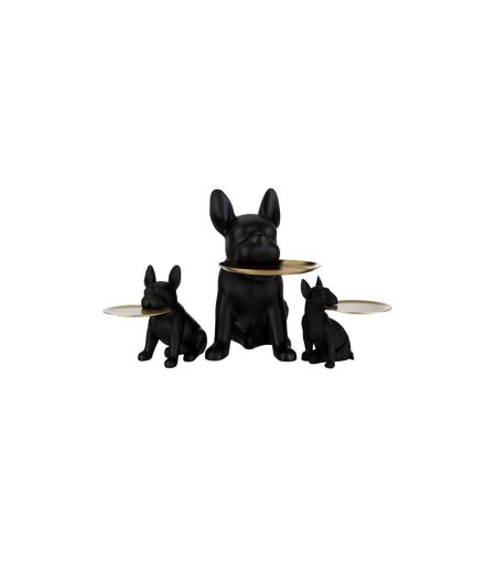 Statuette Déco Bulldog Plateau 32cm Noir